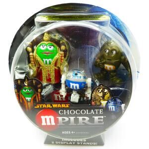 2005 Star Wars M&M's Chocolate MPire Queen Amidala C3PO R2D2 Set Hasbro Unopened